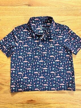 Rhoback Boys 4T Navy Blue Firefighter Performance Polo Shirt Short Sleeve